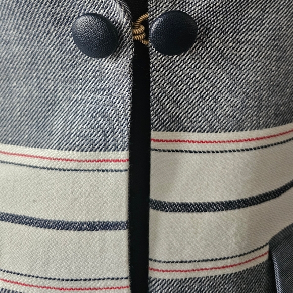 Becken Stripe Cotton Drill Blazer Jacket Navy /Red/ Off White Size 4 NWT - Picture 7 of 17